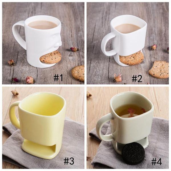 

4styles creative ceramic biscuit cups ceramic mugs coffee cup coffee cookies milk dessert tea cups bottom storage mugs dhl an2719