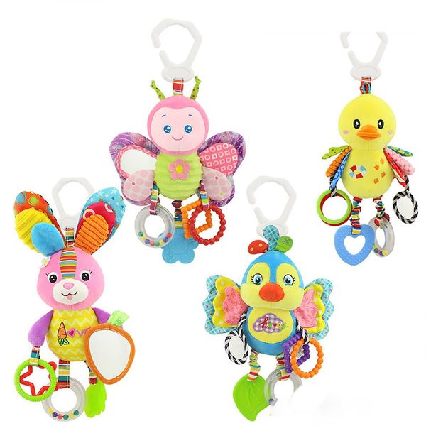 

baby rattles toys stroller hanging soft toy cute animal doll baby crib bed hanging bells toys elephant rabbit dog