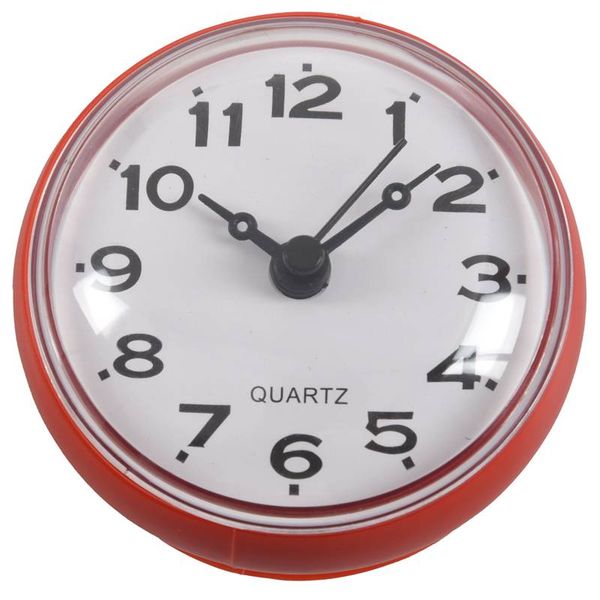 

7cm waterproof kitchen bathroom shower clock suction cup sucker wall red