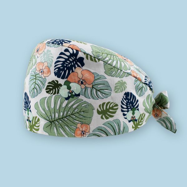 

plant flower pattern dust cap fashion chef hat high-quality frosted hat gourd adjustable no brim urinal, Blue;gray