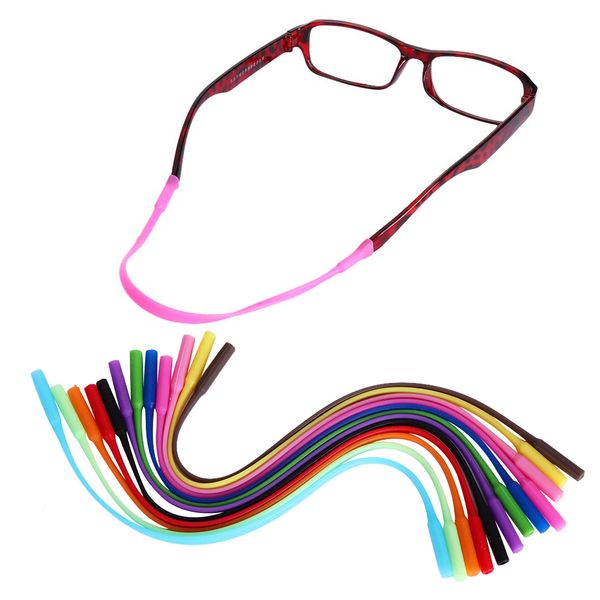 

2pcs adjustable silicone glasses sunglasses chain eyeglasses straps sports band cord holder elastic anti slip string ropes hot, Silver