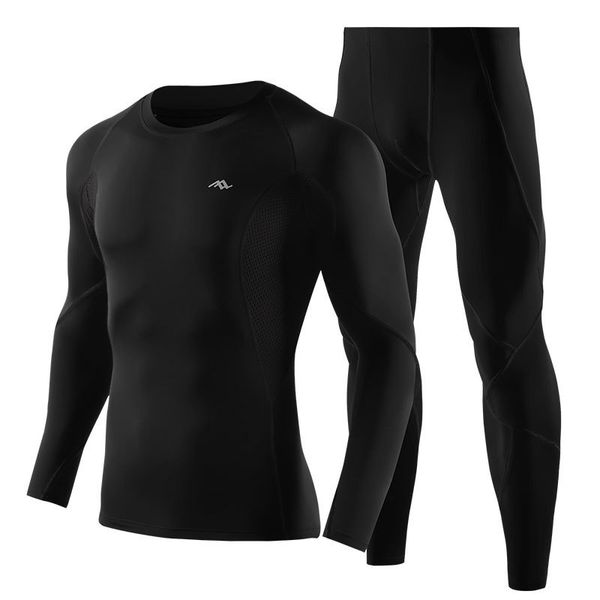 

running sets men's sportswear quick-drying suit sports jogging training fitness tracksuit long sleeve tight compression clothing, Black;blue