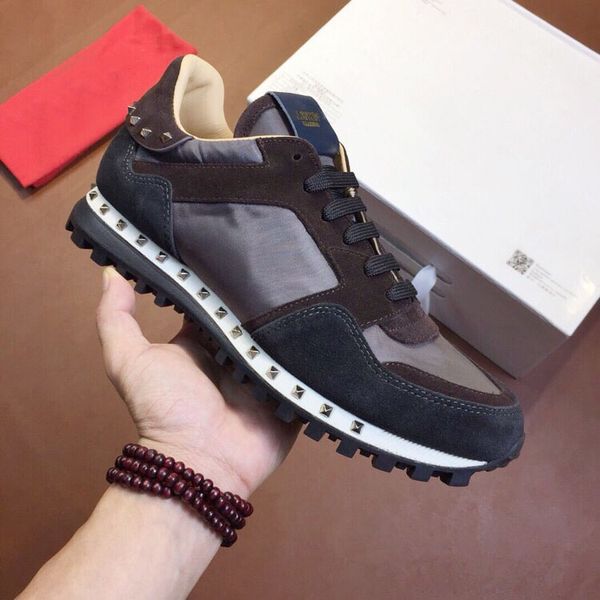 

2020 new color men causl shoes camo suede studded camouflage rock runner sneaker shoes for women flat shoes stud casual r sale eu36-46, Black