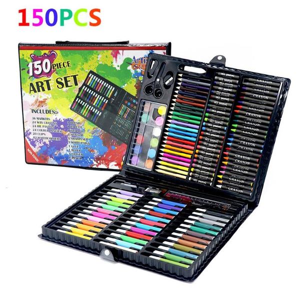 

150pcs children drawing painting sketching tools set water color pen crayon oil pastel paint brush drawing pens art school #qc
