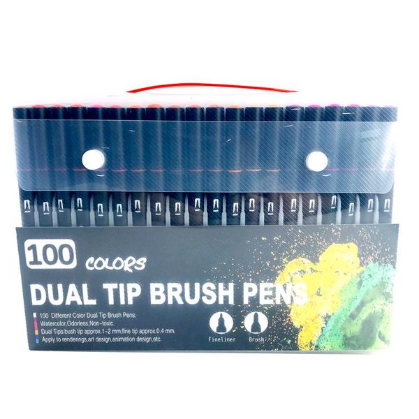 

100 pcs colors art markers pens brush and fineliner watercolor drawing painting pens for coloring manga calligraphy stationery