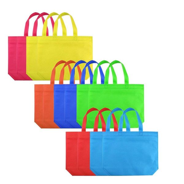 

tote gift bags rainbow colorful party favors large capacity gift tote bags non-woven party with handles 14pcs colorful