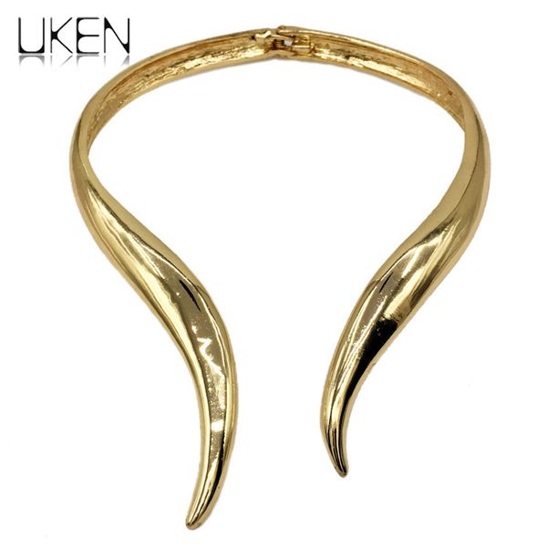 

uken snake design fashion alloy bib collar choker necklace for women statement torques maxi jewelry golden & silver colors