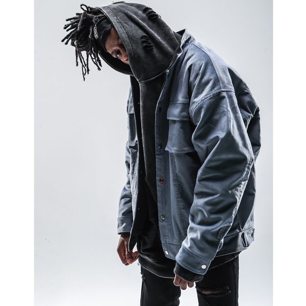 

high street vintage europe polar fleece men jacket 2019 winter oversize winter warm coat jacket loose stand collar coats loose, Black;brown