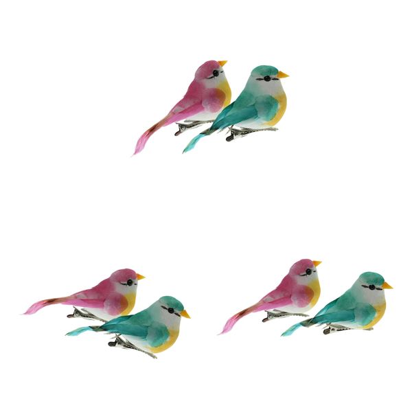 

6pcs artificial small fake decorative foam bird home garden decoration craft art