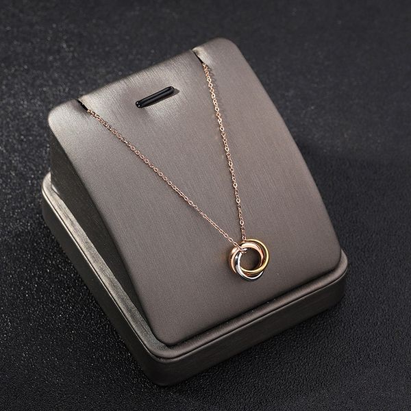 

new korean version of the mixed color three winding pendant necklace short rose gold clavicle chain necklaces pendants, Silver