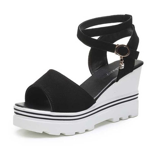

sandals women summer casual high heels women shoes rome wedges sandals platform women's shoes zapatos de mujer 2020 ladies, Black