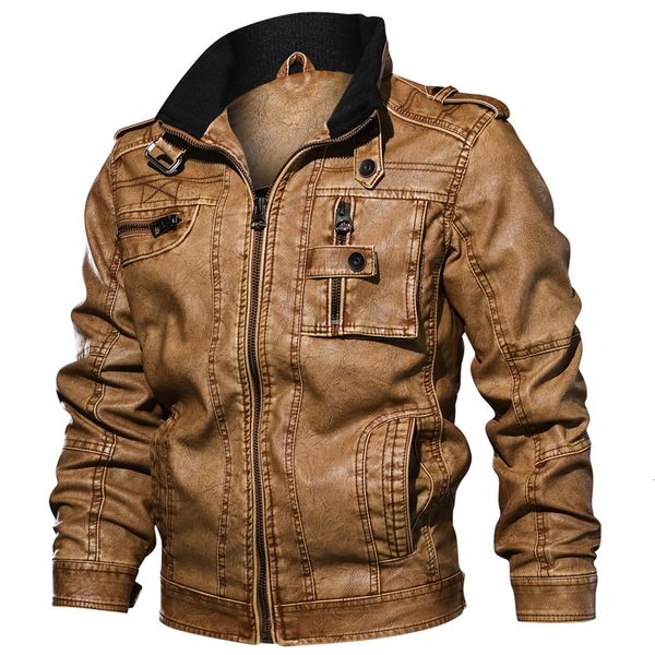 

2019 jackets men slim fit casual outwear bomber jacket winderbreaker pu motorcycle leather jackets male new fur coat 6xl 7xl, Black
