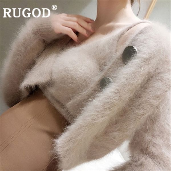 

rugod women solid sweater cardigan + camisole v neck loose high waist casual knit coat 2019 new autumn warm elegant sweet modis, White