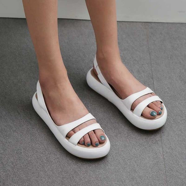 

2020 summer new fashion round toe women flats shallow women sandals pu leather party rome shoes woman size 41 42 43, Black
