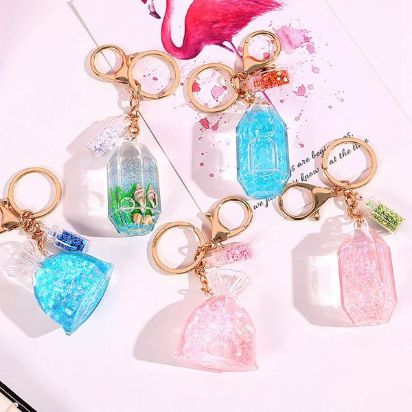 

kit bag glitter moving liquid key ring fantasy keychain glitter quicksand star keychain car key pendant creative birthday gift, Silver