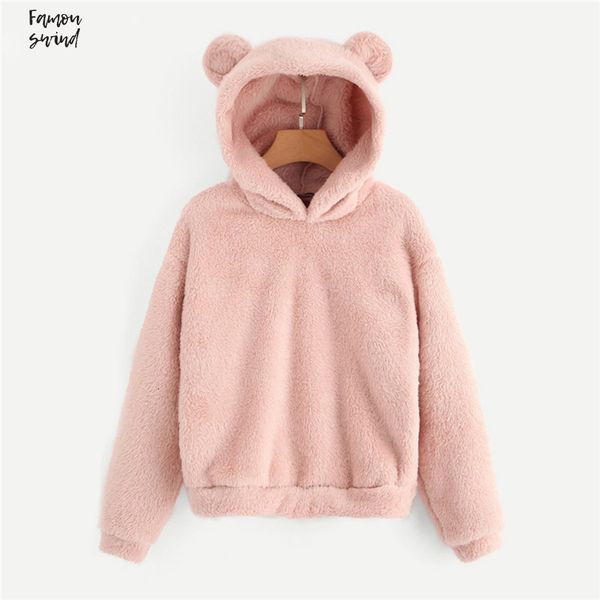 

розовых опрятных прекрасных медведи уши толстовка solid teddy пуловеры фуфайка осень женщина кампус вскользь фуфайки, Black