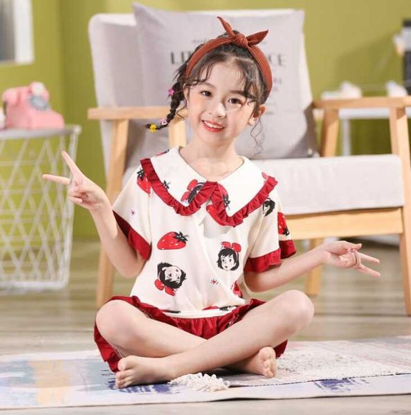 

new listing 2020 children clothing summer children boys girls kids clothing sets cartoon suit sleepwear short sleeve cartoon kid, Blue;red