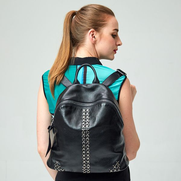 

new luxury designer backpacks genuine leather ladies oil wax leather backpack fashion travel backpack large capacity simple women bag 6075