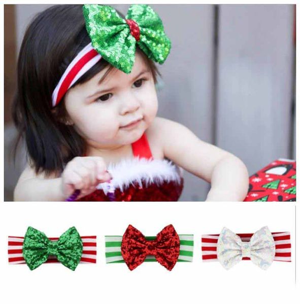 Children Girl Kids Red Green Ribbon Bow Christmas Xmas Hair head Headband Hoop