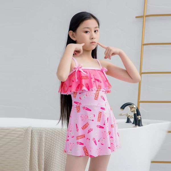 

children's princess dress swimsuit girl's one-piece cute princess dress style baby's swimsuit for middle and large children, White;black