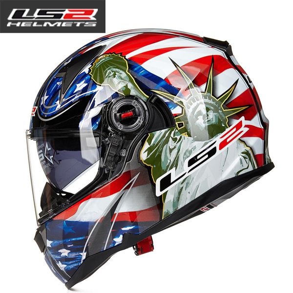 

original ls2 ff396 fiberglass full face helmet motorcycle helmet with sunshiled airbag racing moto ece certification