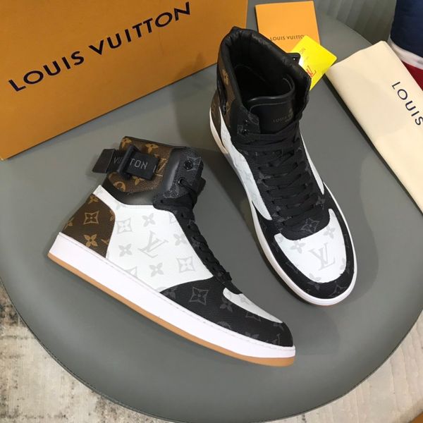 

rivoli sneaker boot high-lace up sneakers fashion flat casual boots mens luxury designer leather comfortable sport sneakers with box, Black