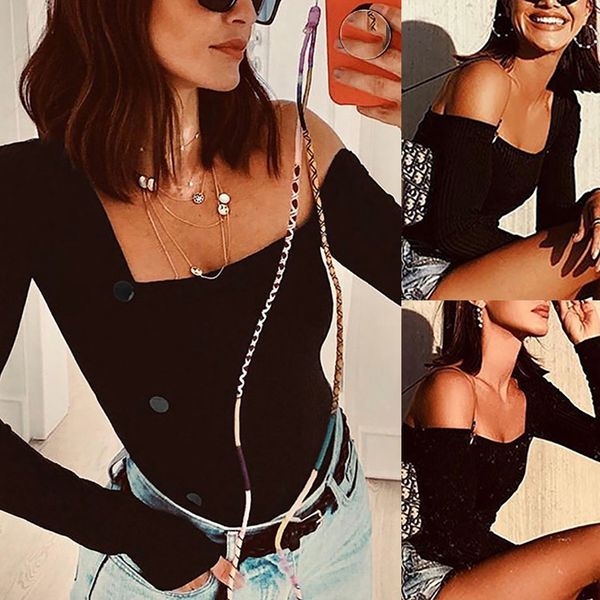 

solid color square collar asymmetric long sleeve jumpsuit women fashion solid color print irregular neckline bottom siamese, Black;white