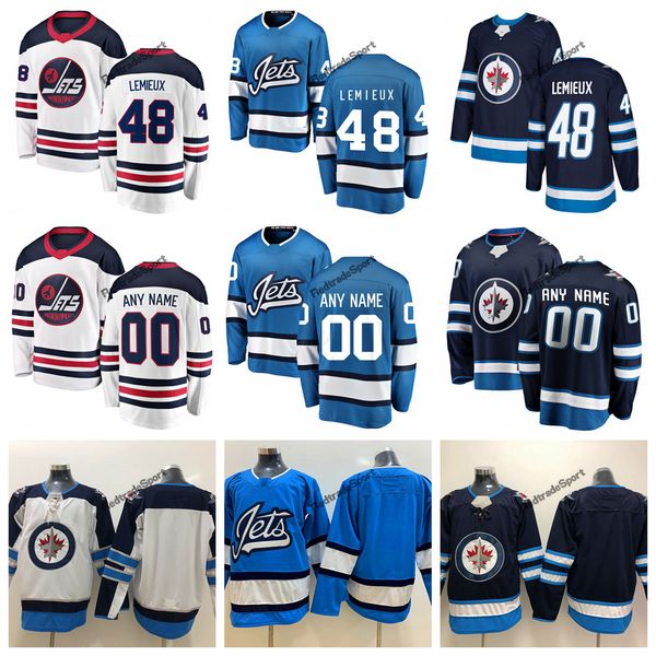 

2019 heritage white winnipeg jets brendan lemieux hockey jerseys alternate baby blue #48 brendan lemieux stitched jerseys customize name, Black;red