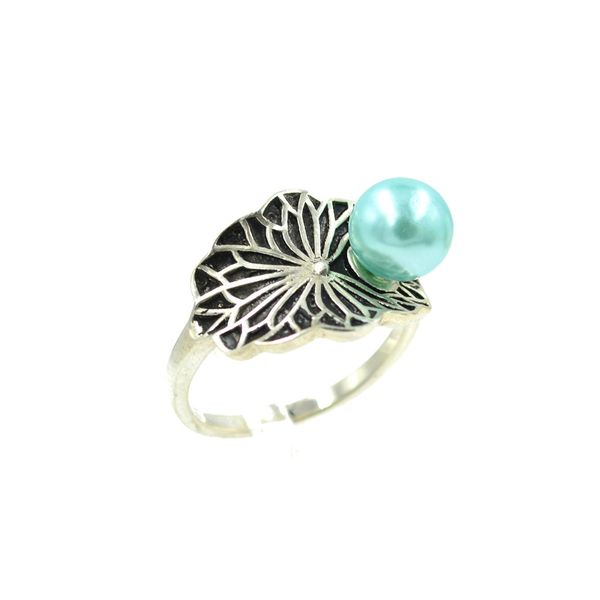 

s925 sterling silver ring accessories sterling silver pearl ring ornament empty support diy mouth adjustable retro lotus taiyin ps4mjz048