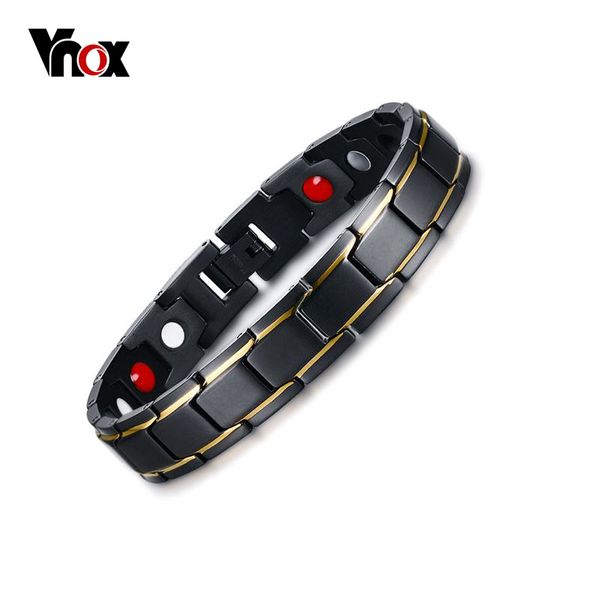 

vnox pure titanium magnetic therapy bracelet pain relief for arthritis and carpal tunnel men jewelry, Golden;silver