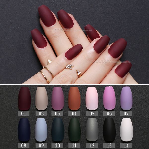 Matte Burgundy Coffin False Nails Gray Pure Blue Designs Nude Purple Full Nail Tips Pink Ballerinas Red Fake Nail Black D19010803 Fake Toenails Gel