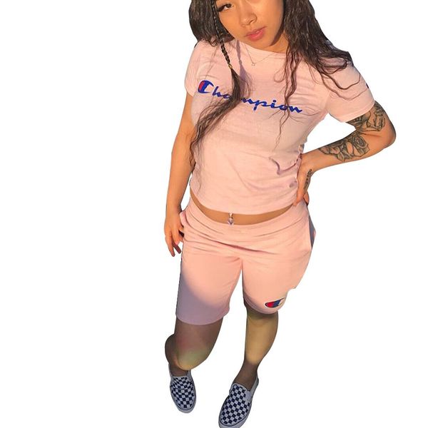 

2019 champion letter print women track uit brand t hirt hort pant 2pc clothing et outfit ummer hort jogger port uit b3043