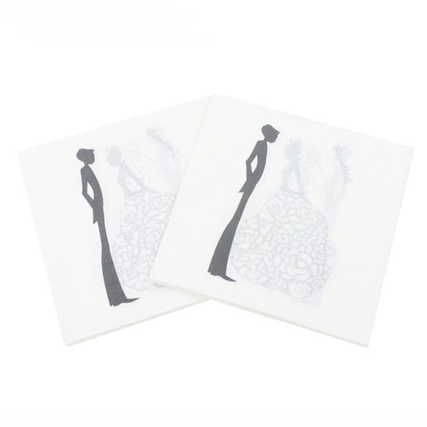 

5packs 100pcs bride groom print wedding party tissue handkerchief napkin paper