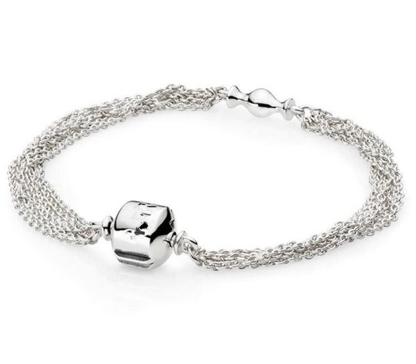 

подлинный 925 стерлингового серебра браслет многожильный один клип станции змея цепи браслет fit бисера шарм diy мода ювелирные изделия, Golden;silver