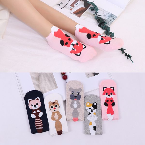 

cute cartoon ankle socks women girls sock slippers cotton sports short socks cat bear rabbit print hosiery spring summer sneaker stockings, Pink;yellow