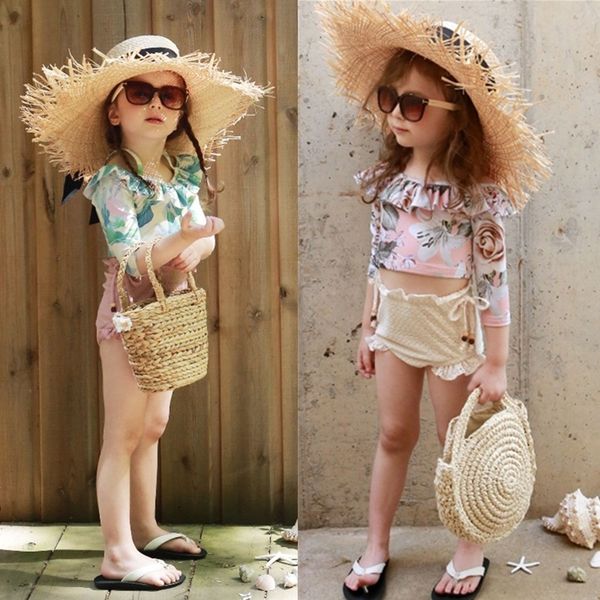 

2019 children's split body skirt skirt girls' swimsuit cute spring children's swimsuit, White;black