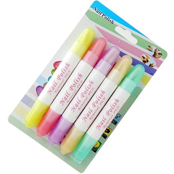 

5pcs/set fashion nail art polish corrector remover pen with 15 tips new arrival