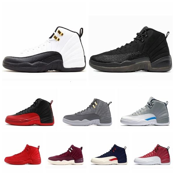 

12 12s basketball shoes for mens winterized black wntr gym red flu game gamma blue taxi the master men sports sneakers size 8-13