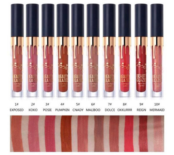 DHL Beauty Glazed Makeup Rossetto opaco Lucidalabbra impermeabile Lucidalabbra dorato metallizzato a lunga durata Cosmetico facile da indossare