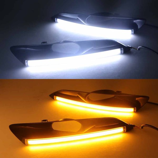 1 conjunto de luzes diurnas drl, capa de lâmpada de neblina, luz diurna com sinal amarelo para honda crosstour 2010 2011 2012 2013316v