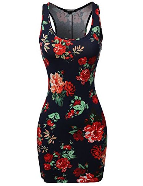 

awesome21 women's solid floral camouflage print sleeveless mini body-con dress, Black;gray