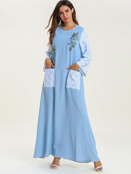 

women abaya moroccan turkish embroidery pockets muslim dress dubai bangladesh kaftan fashion islamic clothing plus size robe 4xl, Red