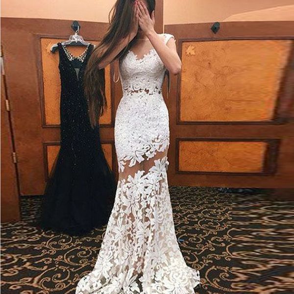 

uguest women white long lace dress v-neck open back floor-length sleeveless mermaid dress summer party vestidos 2019, Black;pink