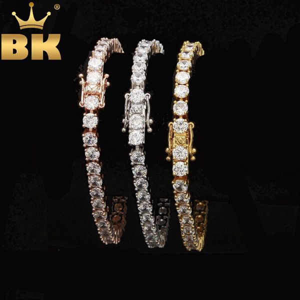 

round cut tennis bracelet 5mm zirconia triple lock hiphop jewelry 1 row cubic luxury crystal cz men fashion charm bracelets, Black