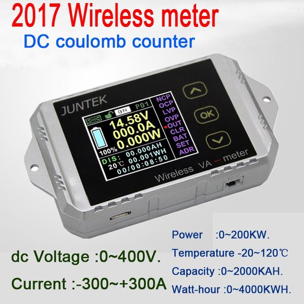 400 V 300A sem fio DC volt AMP medidor de energia Bateria monitor de temperatura capacidade Coulomb carga contador descarga carro Elétrico freeshipping