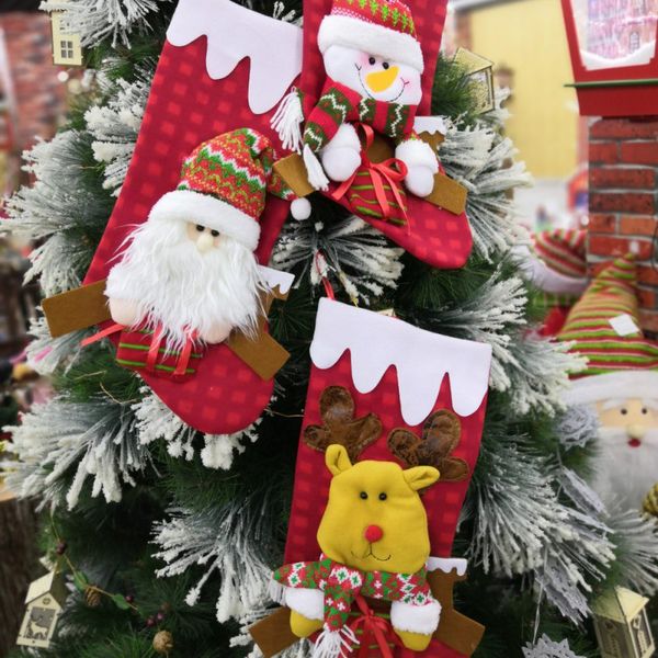 

christmas tree window shopping mall pendant candy stocking christmas gift socks cute creative decoration santa claus snowman