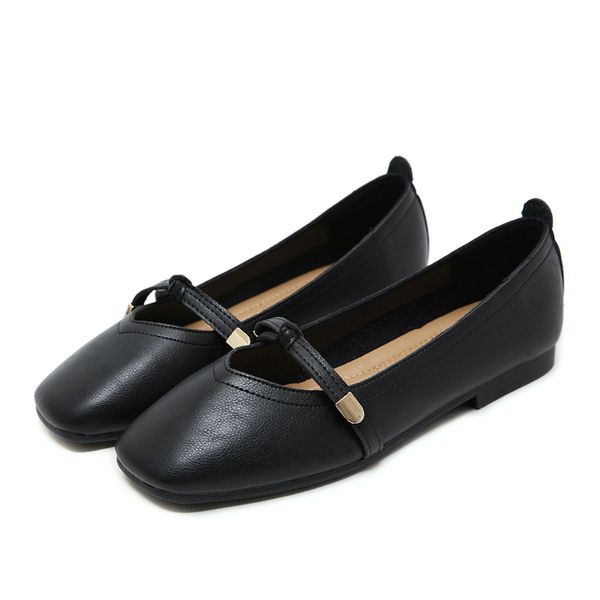 

square toe women shallow single shoes flats casual loafers slip on ballet shoes office lady shoe comfortable soft zapatos mujer, Black