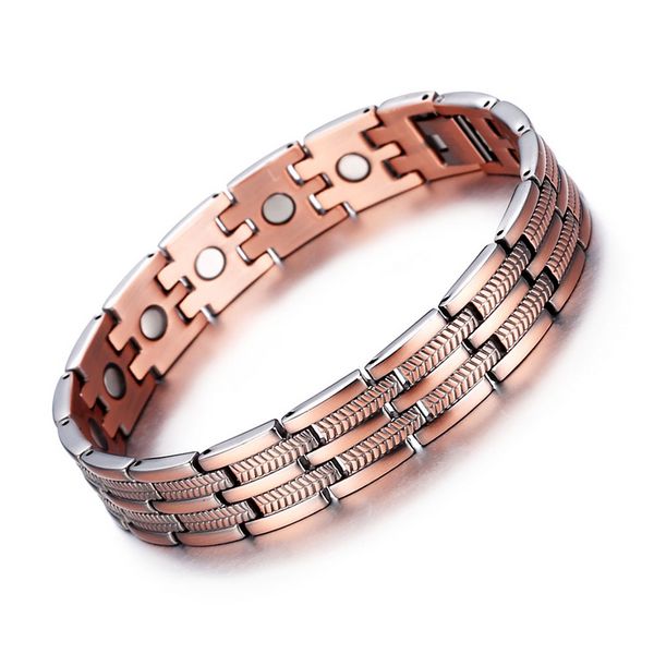 

elegant pure copper magnetic therapy bracelet pain relief for arthritis and carpal tunnel wristband, Golden;silver