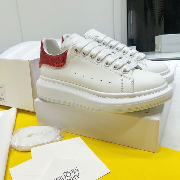 

platform men's and women's shoes wild vintage luxury white shoes star thick bottom leather reflective sneakers 03, Black