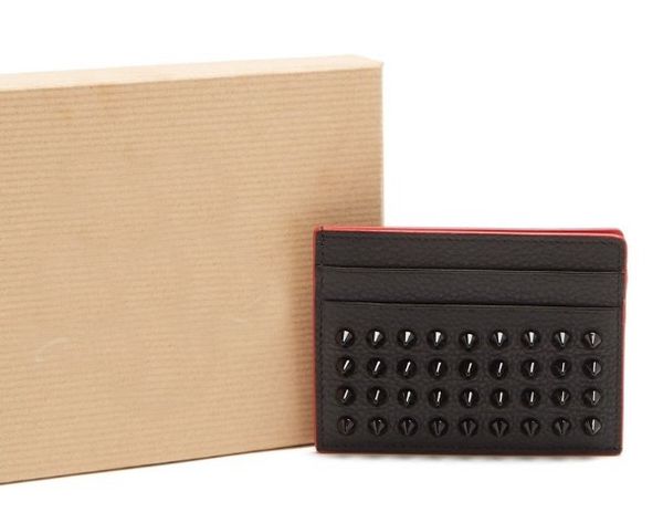 

mens women casual credit card id holder hiqh quality real leather spikes rivets ultra slim wallet packet bag for mans womans, Brown;gray